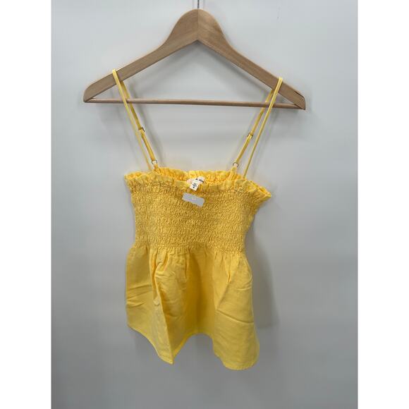 EVEREVE Cloth & Stone NWT Smocked Linen Tank in Yellow // M - Picture 3 of 12